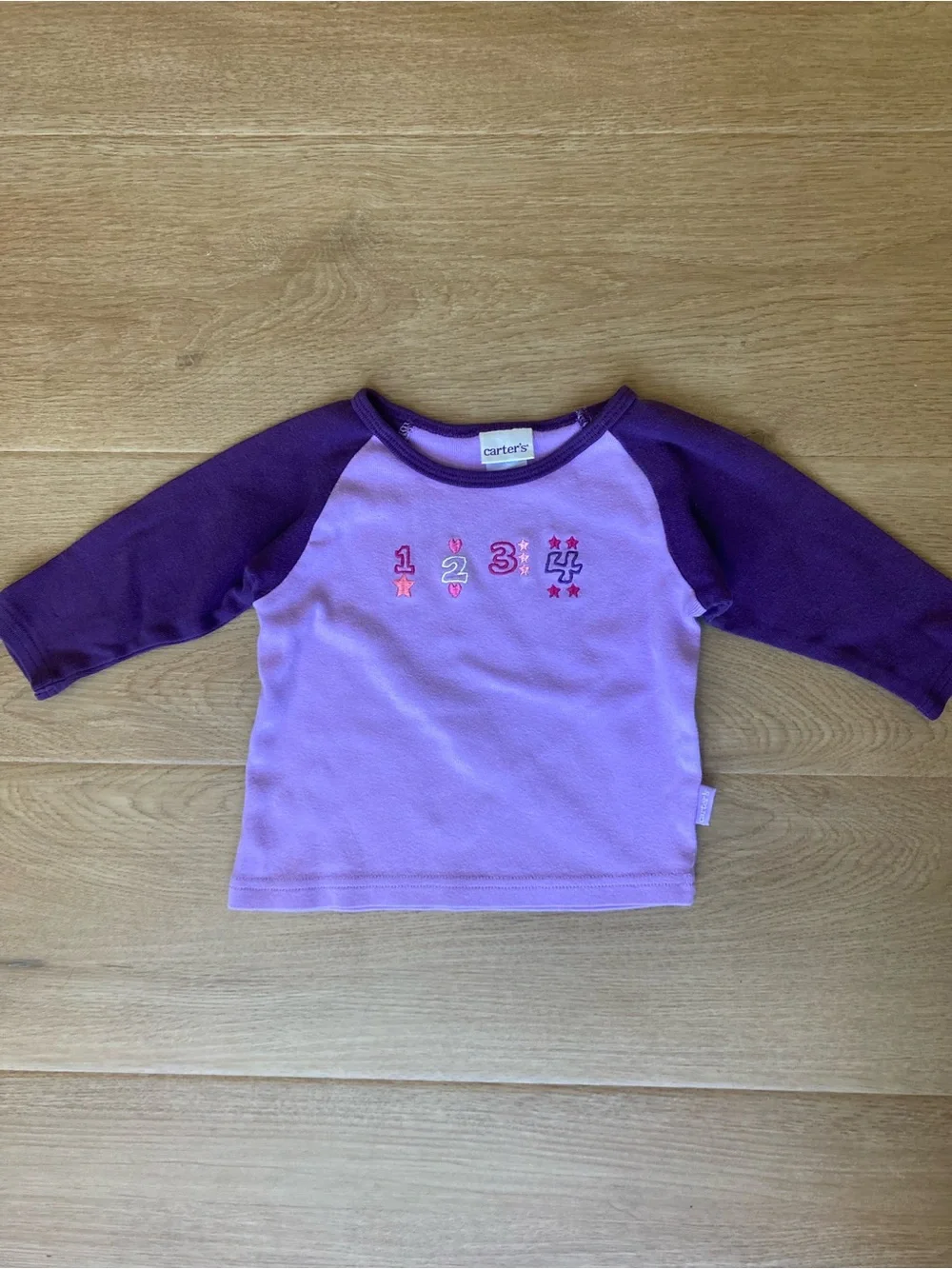 Carter's Y2K Lavender Body with Dark Purple Raglan Sleeve Baby Top
